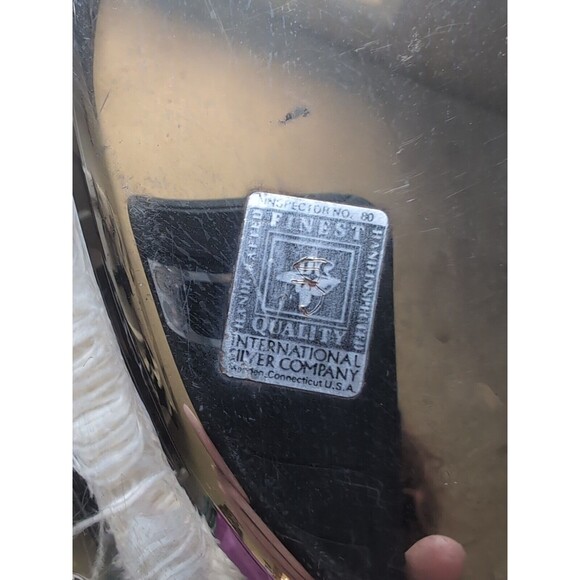 INTERNATIONAL SILVER COMPANY HAND KRAFTED 13" X 8" Silver Oval Platter - Picture 7 of 7